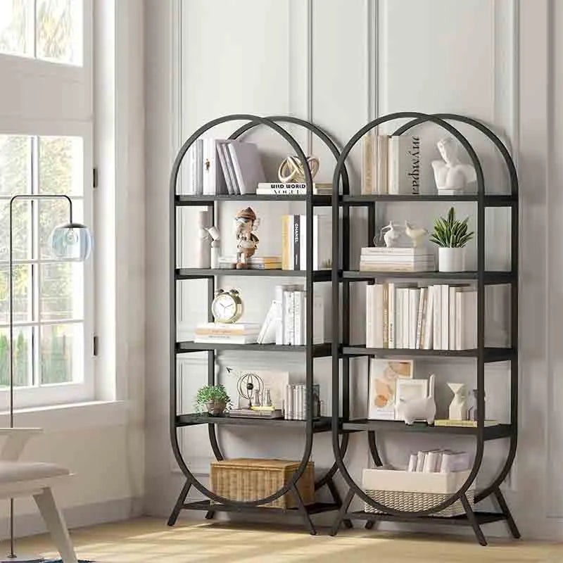 Yoobure Bookshelf Arched Bookcase, Industrial Book Shelves
