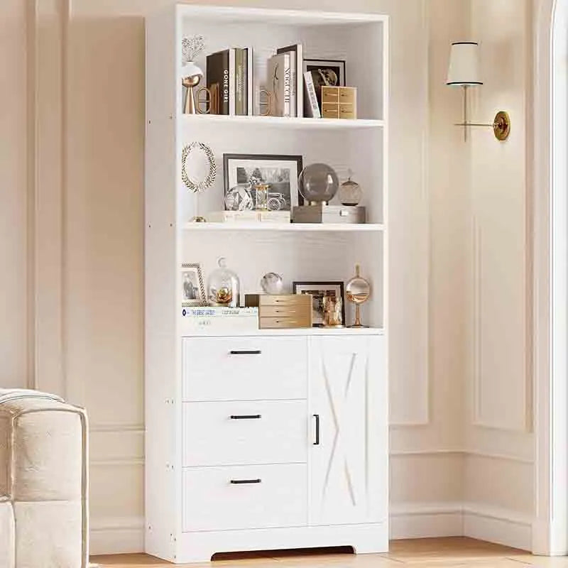 Yoobure Bookshelf with 3 Drawers, Tall Bookcase Shelf
