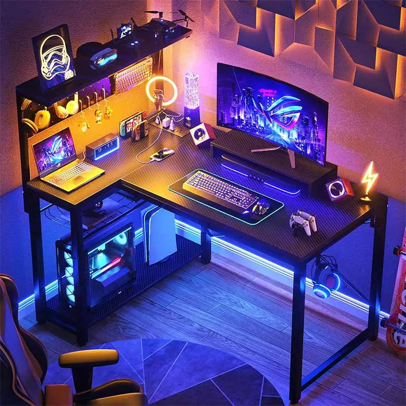 Yoobure Small Gaming Desk with Power Outlets &amp; Pegboard, Black