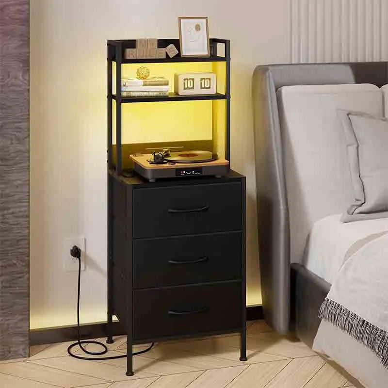 Yoobure 41 Inch Tall Nightstand with Charging Station