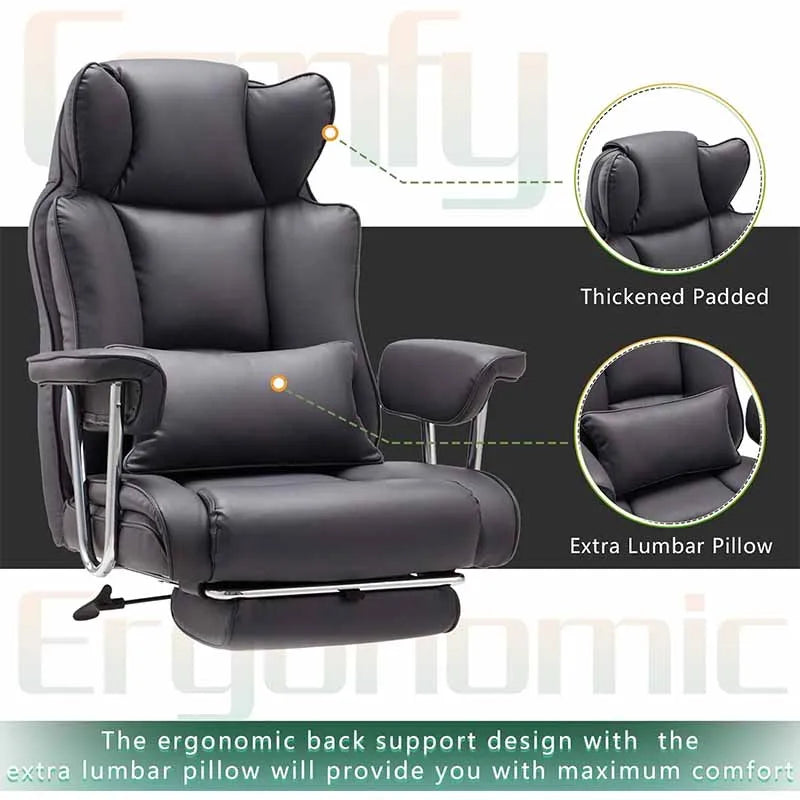 Yoobure Comfortable Office Chair with Foot Rest, Grey