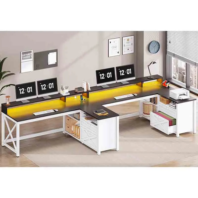 Yoobure 55" Home Office Desk with Drawers and Storage Shelves, Black