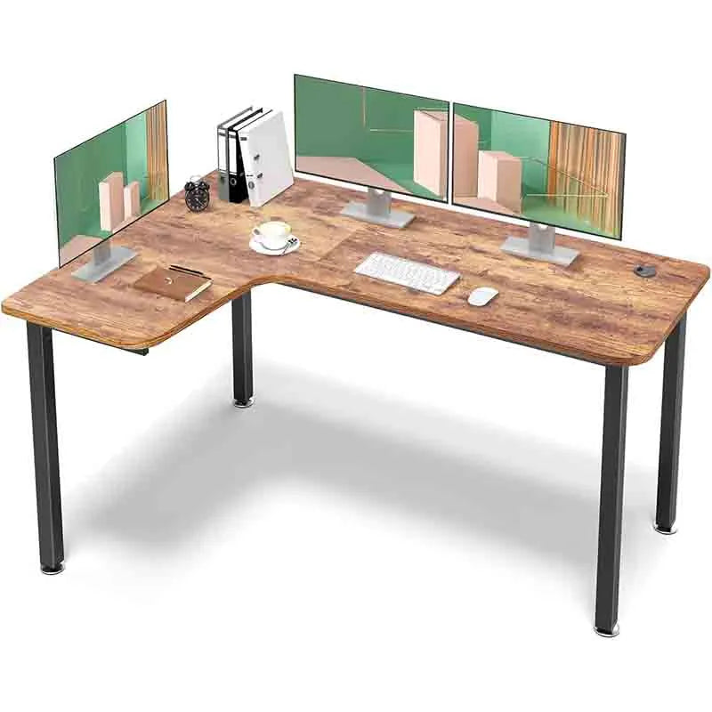 60 Inch Rustic Brown Corner L Shaped Computer Desk