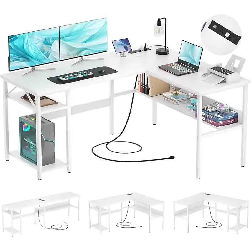 Reversible L Shaped Gaming Desk, White