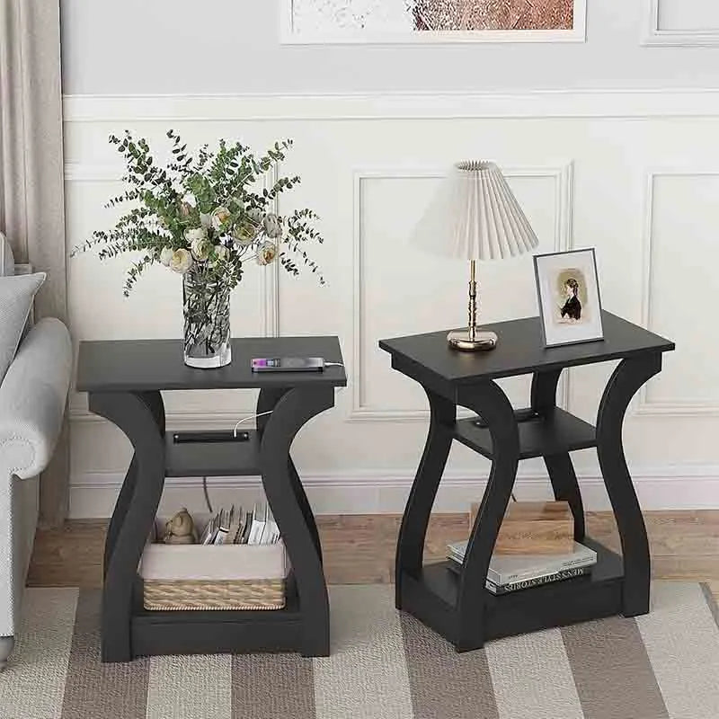 Yoobure End Table Set of 2 with Charging Station