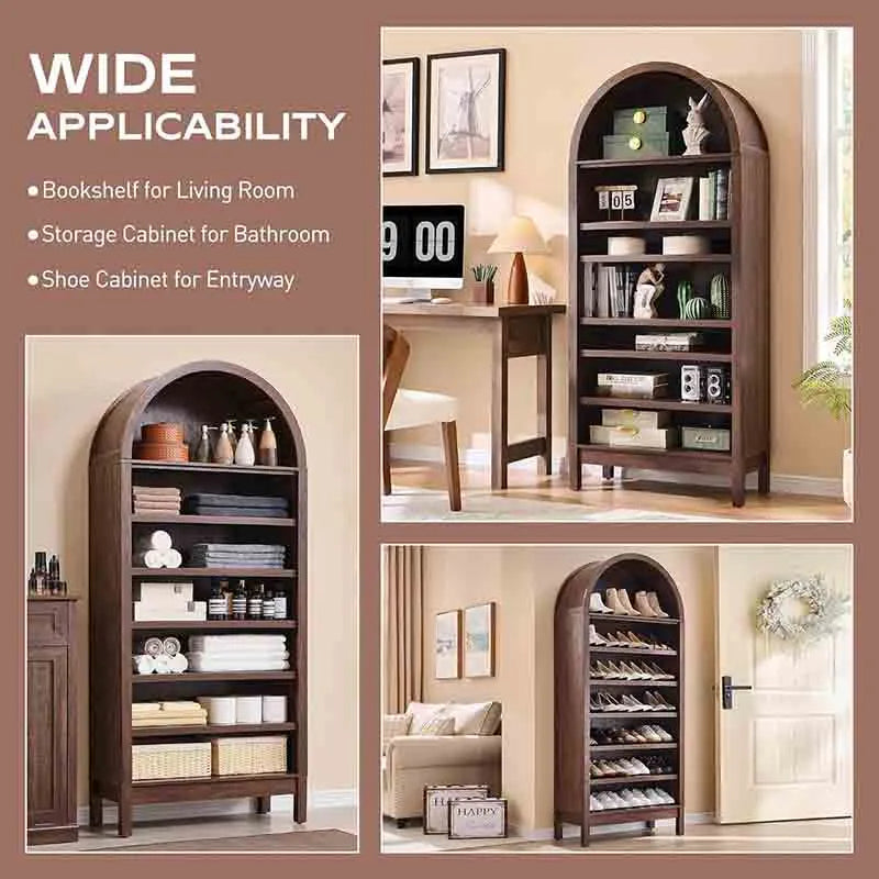 Yoobure Arched Bookshelf 7 Tiers Bookcase with Storage – Yoobure Home