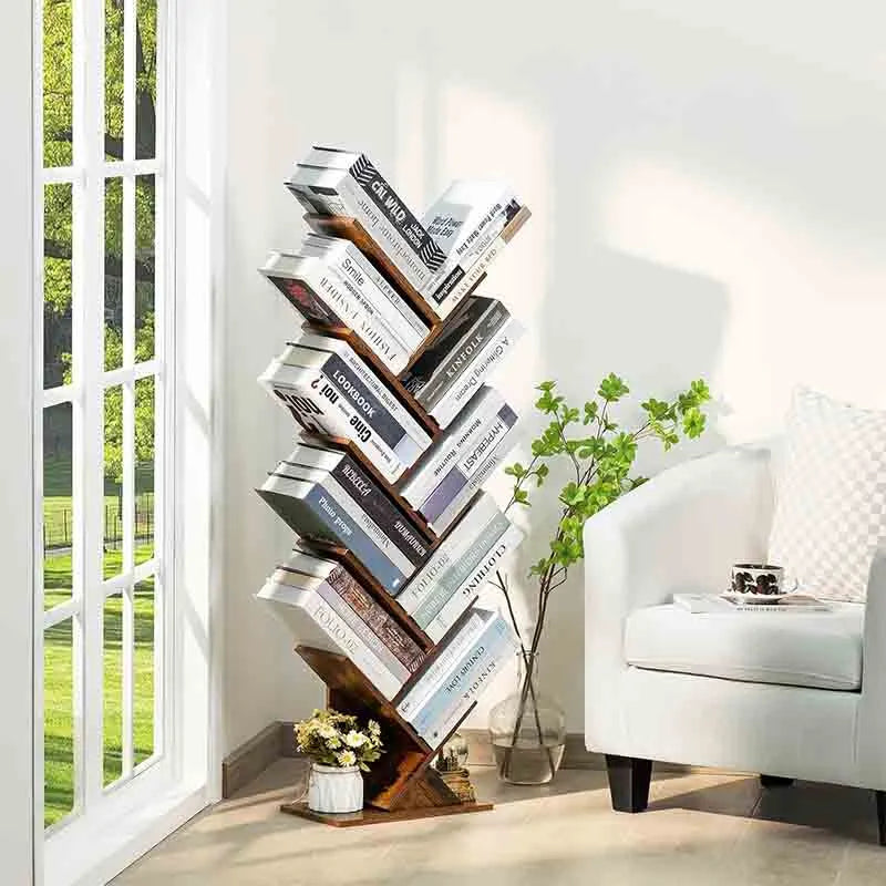 Yoobure 10 Tier Tree Book Shelf, Floor Standing Bookshelf