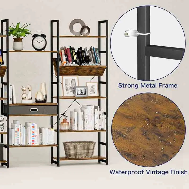 Yoobure Triple Wide 5 Tier Bookshelf Adjustable Book Shelves – Yoobure Home