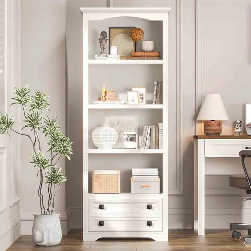 White Bookcase with Open Shelves