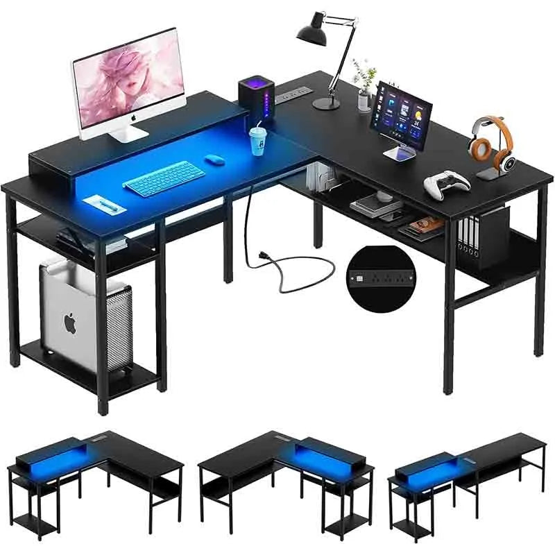Sturdy Computer Desk with Ergonomic Monitor Stand, Black
