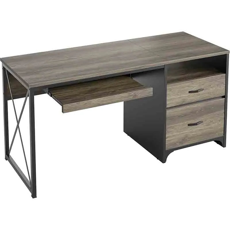 Wood Desk with Keyboard Tray