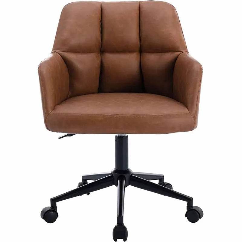 Square Tufted Mid-Back Home Office Chair, Brown