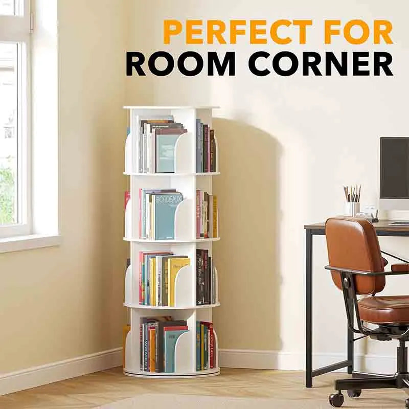 Yoobure 4 Tier Rotating Bookshelf Tower