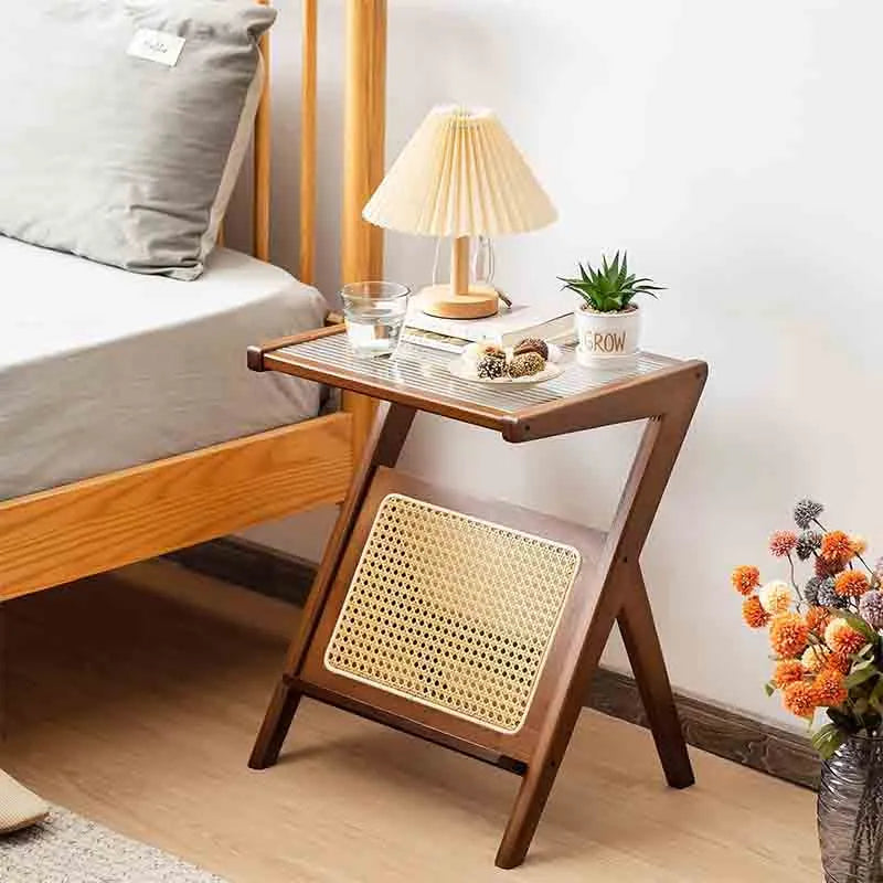 Yoobure Rattan Side Table Mid Century Nightstand