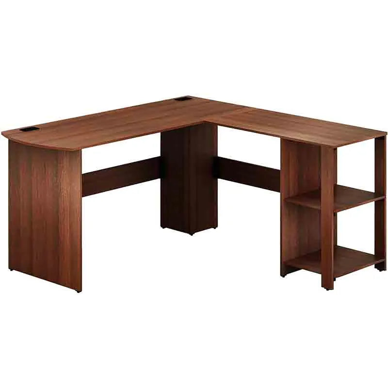 L-Shaped Home Office Wood Corner Desk, Walnut