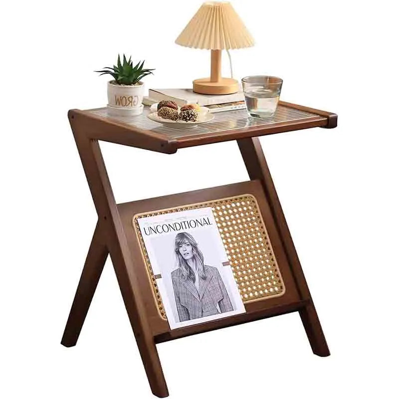 Boho Wooden End Table