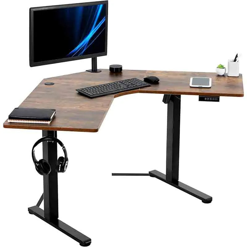 Yoobure Electric L-Shaped 47 inch Sit Stand Up Desk, Brown