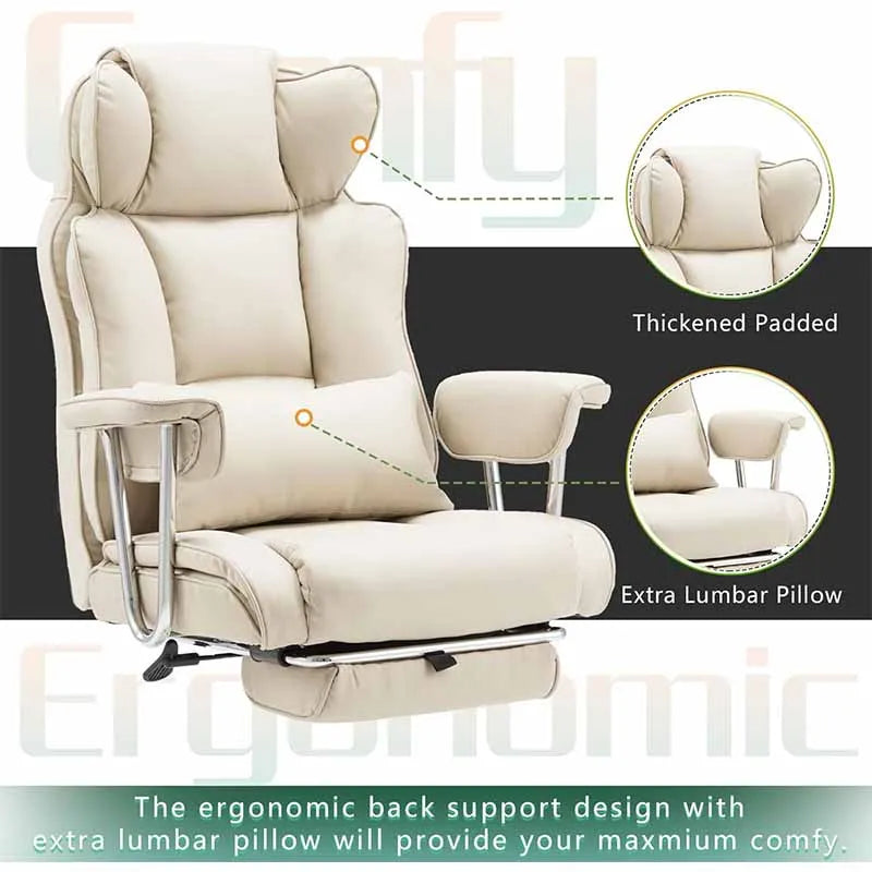 Yoobure Comfortable Office Chair with Foot Rest, White