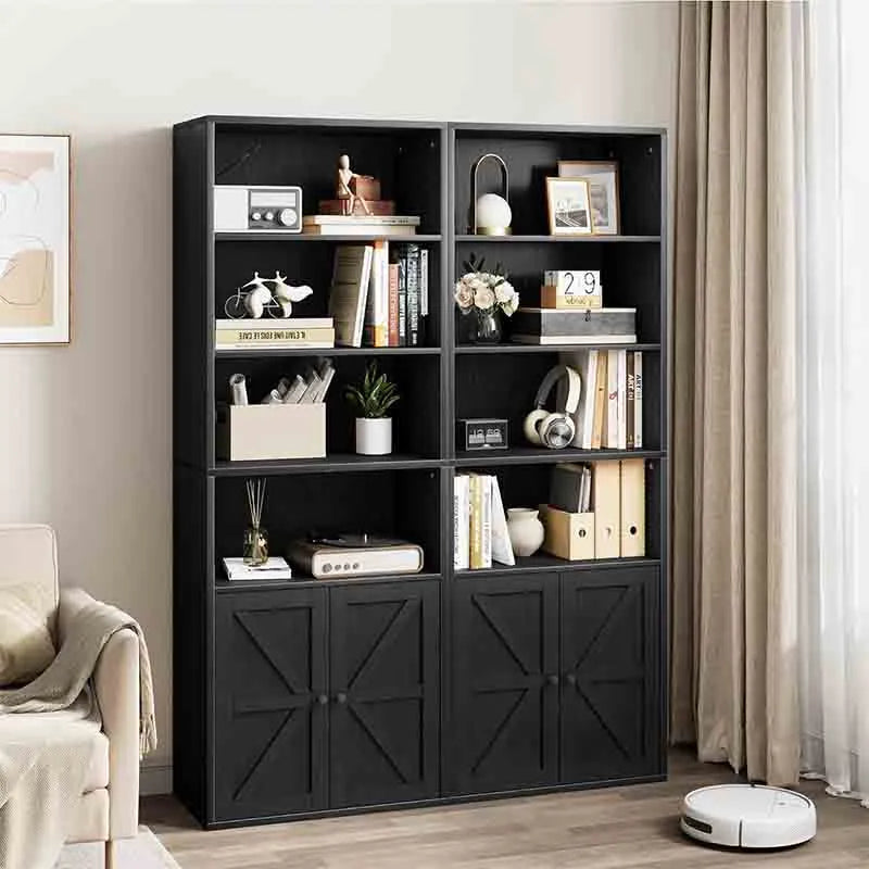 Yoobure Bookcase with Doors Bookshelf Storage Shelves