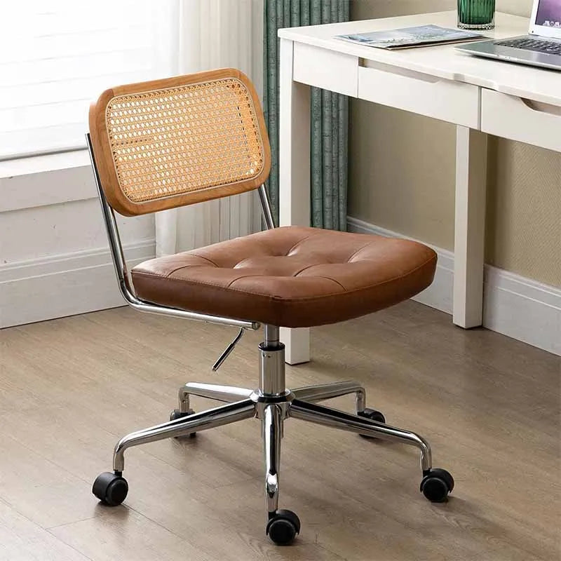 Yoobure Armless Home Office Desk Chair with Wheels, Brown