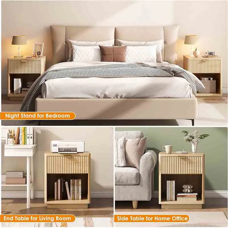 Yoobure Wood Modern Night Stands for Bedroom
