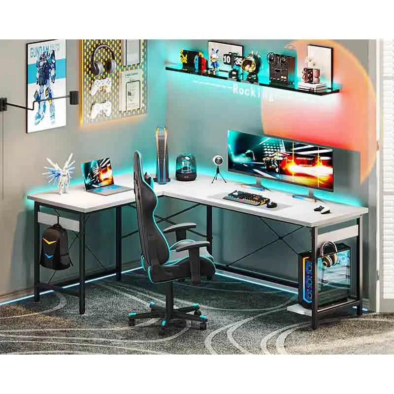 Yoobure 66" L Shaped Larger Gaming Desk, White