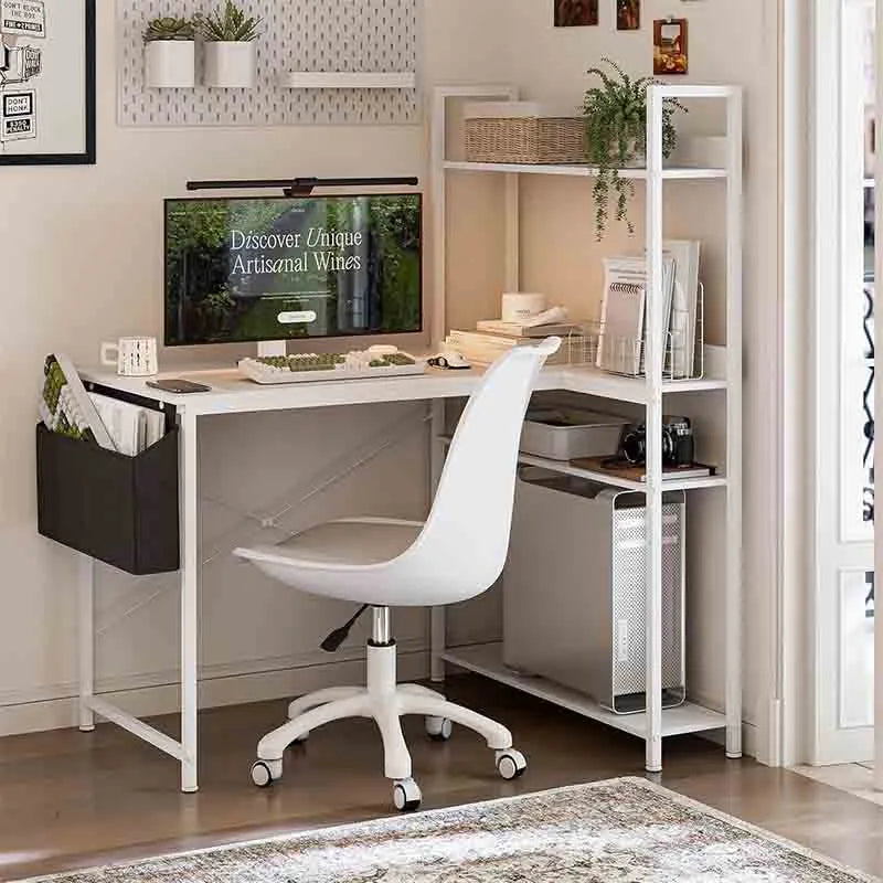Yoobure 40 Inch L Shaped Desk with Reversible Storage Shelves, White