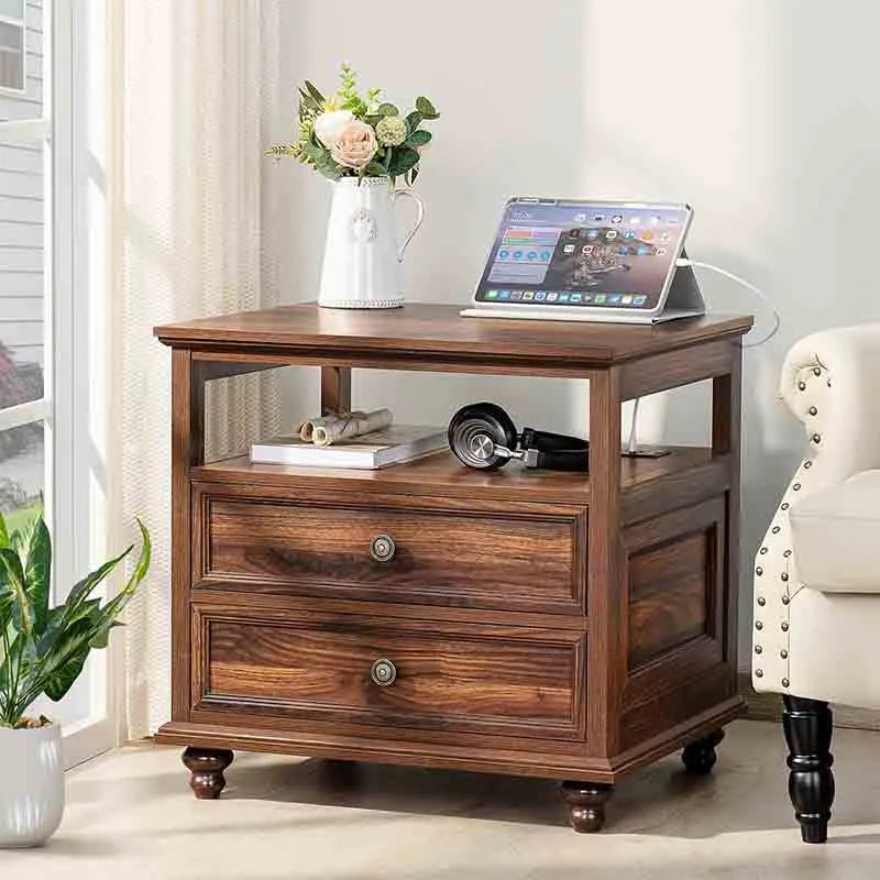24" Wide End Table with 2 Drawers