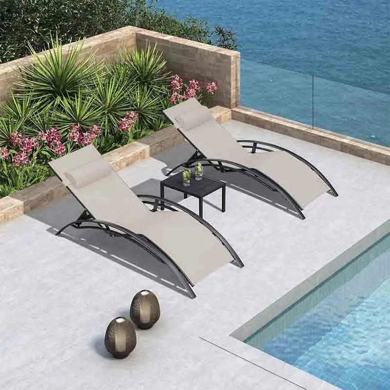 Yoobure Patio Chaise Lounge Set of 3 Outdoor Lounge Chair