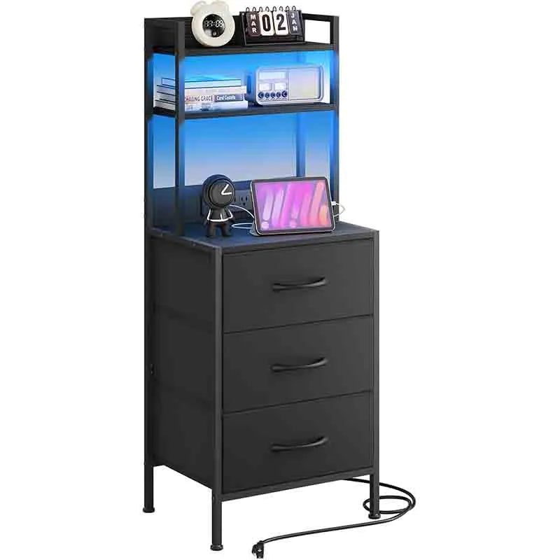 41 Inch Tall Nightstand with Charging Station