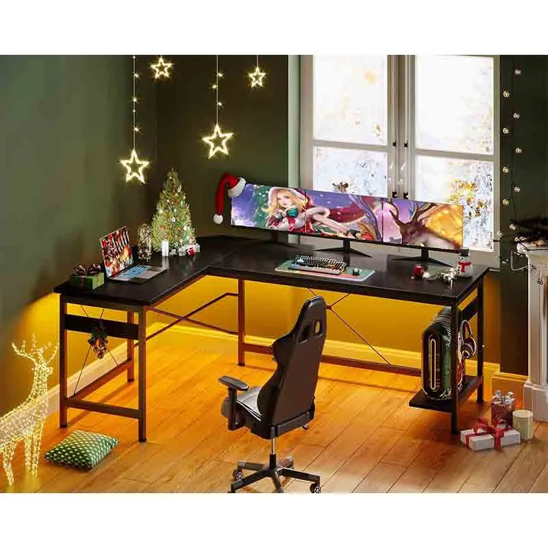 Yoobure 66" L Shaped Larger Gaming Desk, Black
