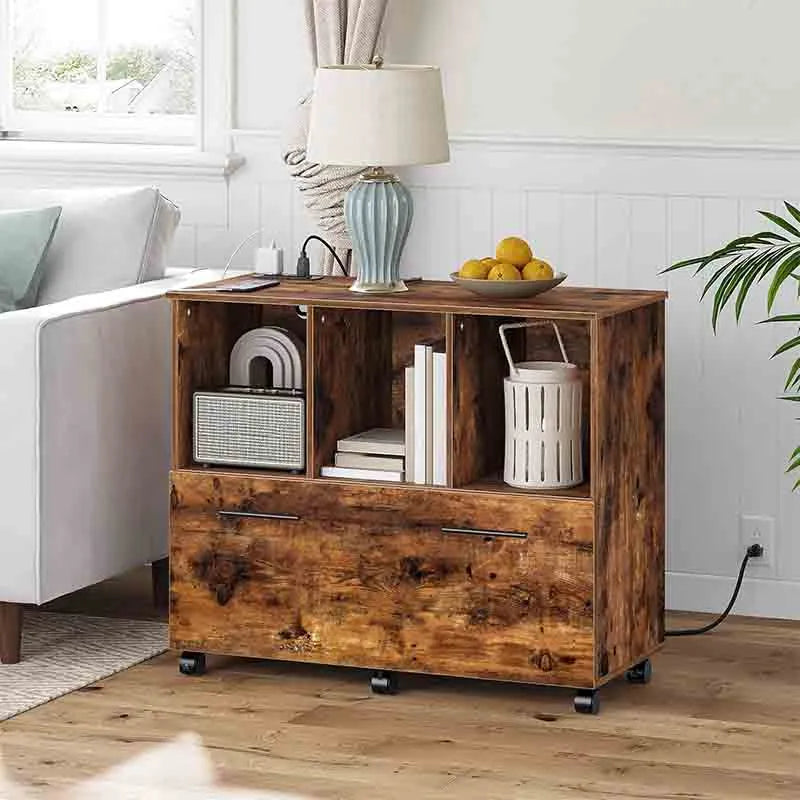 Yoobure Wooden File Cabinet Printer Stand with Open Shelf