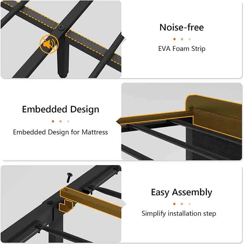 Yoobure LED Upholstered Bed Frame King Size