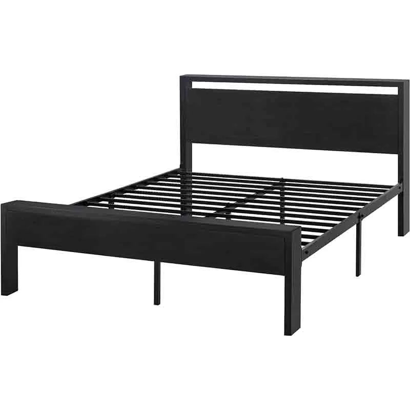 Queen Size Bed Frame with Wooden Headboard and Footboard