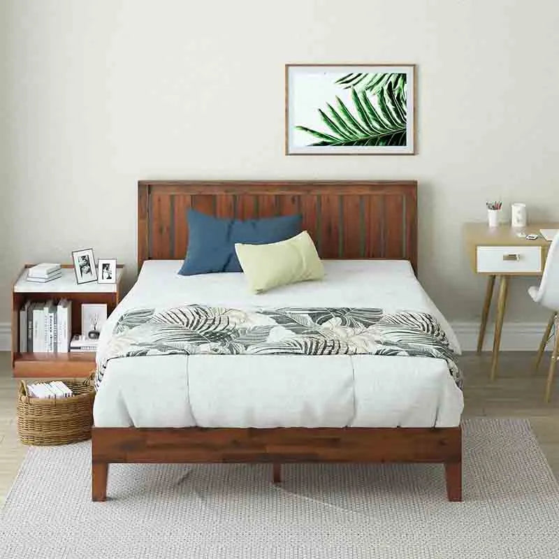 Yoobure Wood Platform Bed Frame with Headboard
