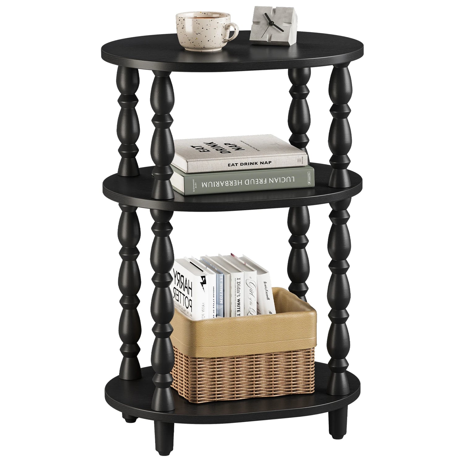 Maliowa 3-Tier Side Table, Small End Table for Living Room Bedroom, Accent Table Nightstand with Storage Shelf for Narrow Spaces