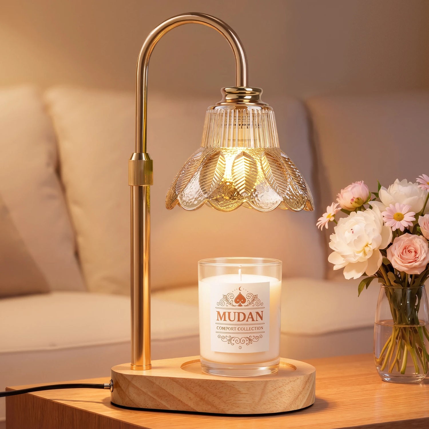 Maliowa Candle Warmer Lamp with Timer Dimmable, Electric Candle Warmer with Adjustable Height, Gifts for Women Mother&