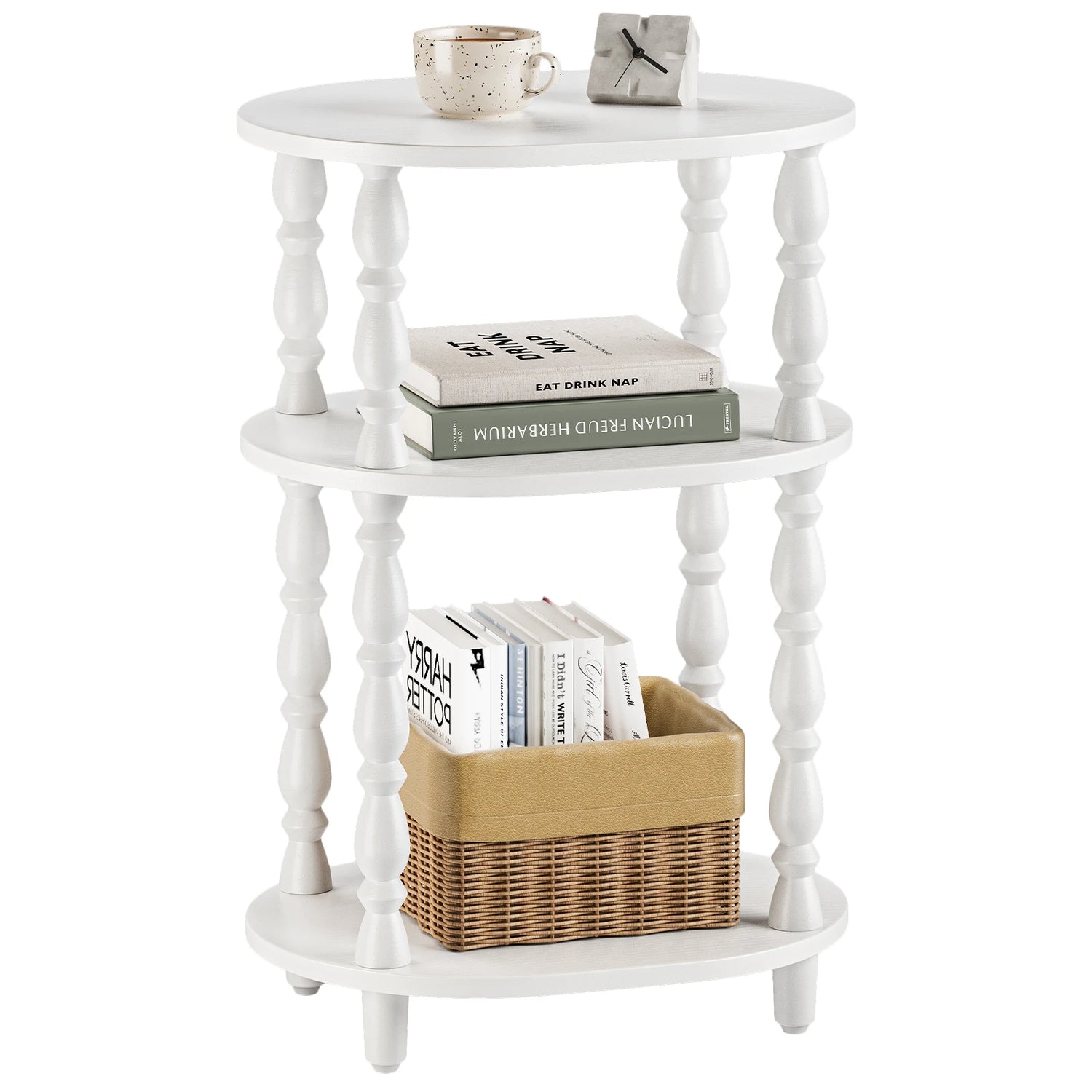 Maliowa 3-Tier Side Table, Small End Table for Living Room Bedroom, Accent Table Nightstand with Storage Shelf for Narrow Spaces