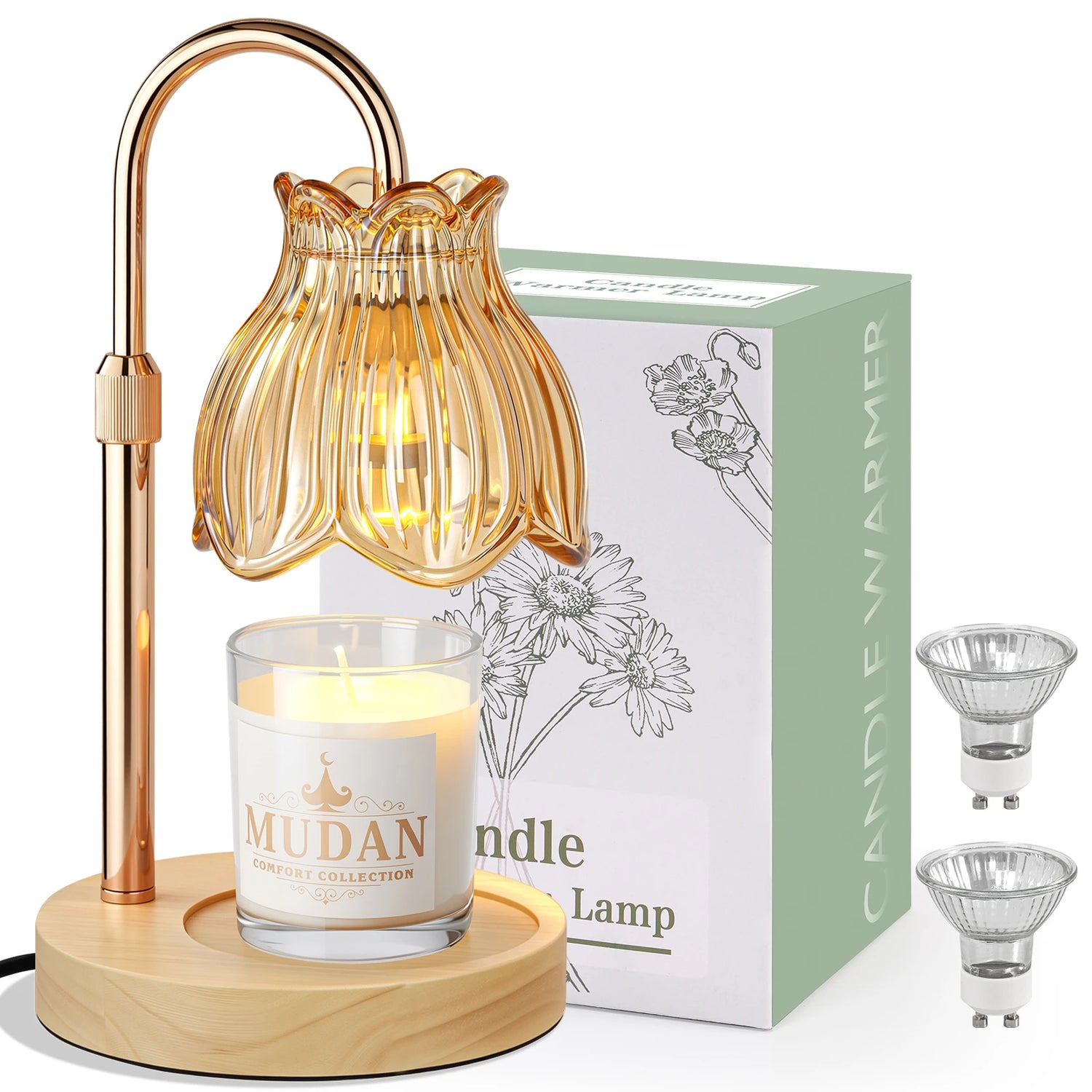 Maliowa Candle Warmer Lamp with Timer &amp; Dimmer - Adjustable Height Electric Candle Warmer, Gift for Women, Birthdays &amp; Housewarmings