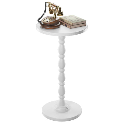 Maliowa Small Side Table, Round End Tables with Solid Wood Leg, Accent Drink Table for Living Room Bedroom Small Spaces