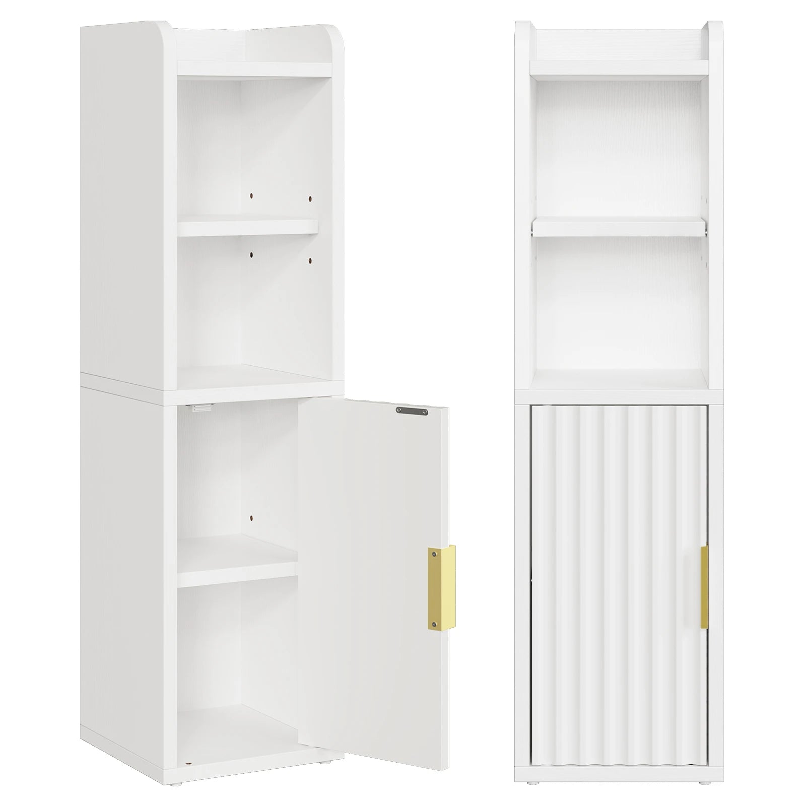 Maliowa Small Bathroom Storage Cabinet, Narrow Bathroom Cabinet with Fluted Door&amp;Adjustable Shelf, Wood Toilet Paper Storage Cabinets for Small Space
