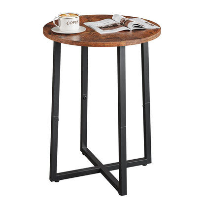 Round Side Table for Small Spaces, Small Table with Metal Legs,Accent End Tables for Living Room Bedroom,Reddish Brown