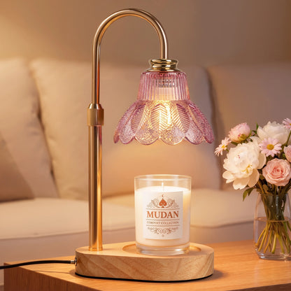 Maliowa Candle Warmer Lamp with Timer Dimmable, Electric Candle Warmer with Adjustable Height, Gifts for Women Mother&
