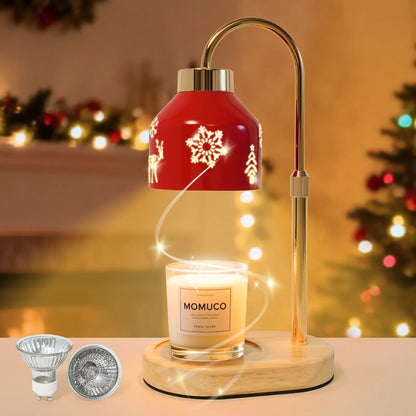 Christmas Candle Warmer Lamp with Timer, Adjustable Height Dimmable Candle Lamp Warmer - Gifts for Home Decor，Christmas Red