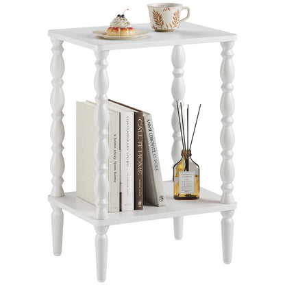 Maliowa 2-Tier Side Table, Small End Table for Living Room Bedroom with Storage Shelf, Vintage Accent Table Nightstand with Spindle Legs