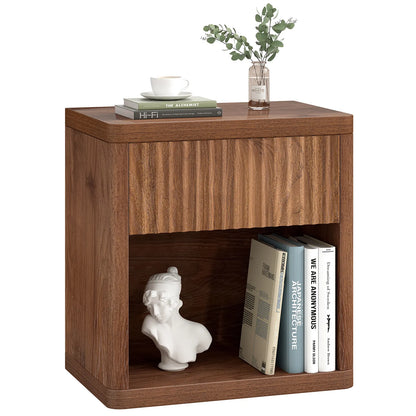 CURLA Fluted Nightstand with Drawer and Storage