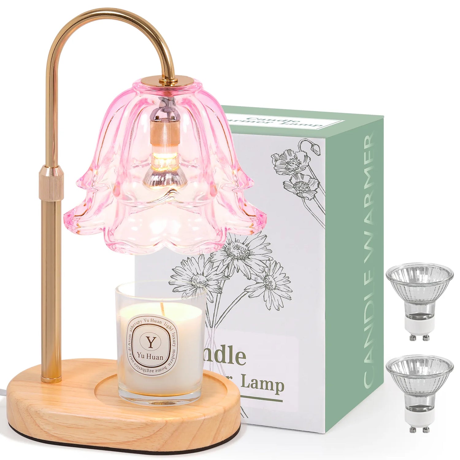 Yoobure Flower Candle Warmer Lamp with Timer and Dimmer, Electric Candle Warming Lamps, Adjustable Wax Melter Wamers Light for Jar Candles, Women Gift