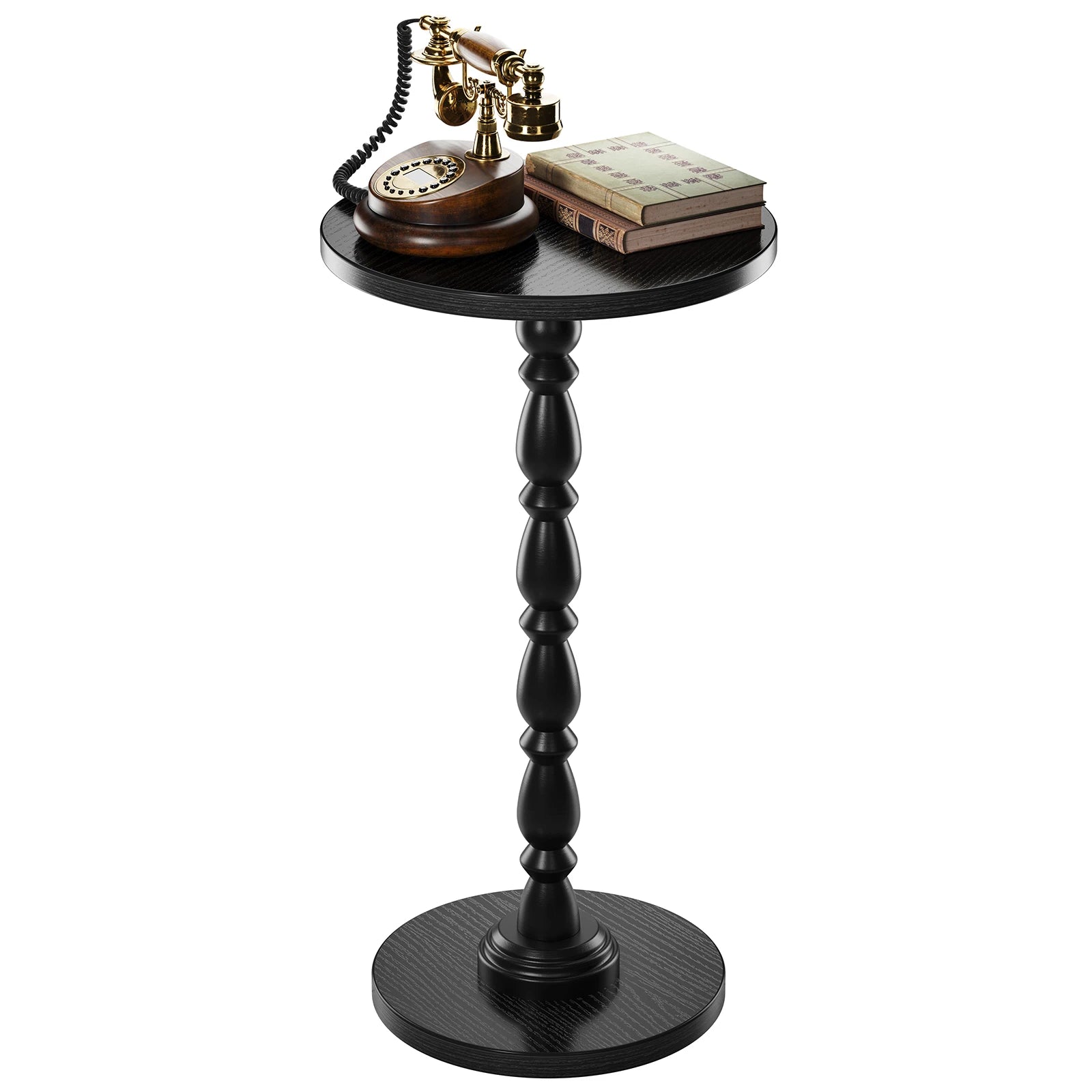 Maliowa Small Side Table, Round End Tables with Solid Wood Leg, Accent Drink Table for Living Room Bedroom Small Spaces