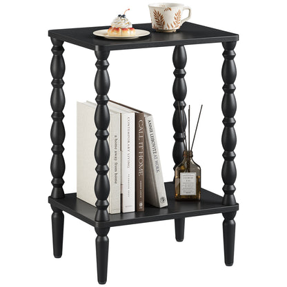 Maliowa 2-Tier Side Table, Small End Table for Living Room Bedroom with Storage Shelf, Vintage Accent Table Nightstand with Spindle Legs