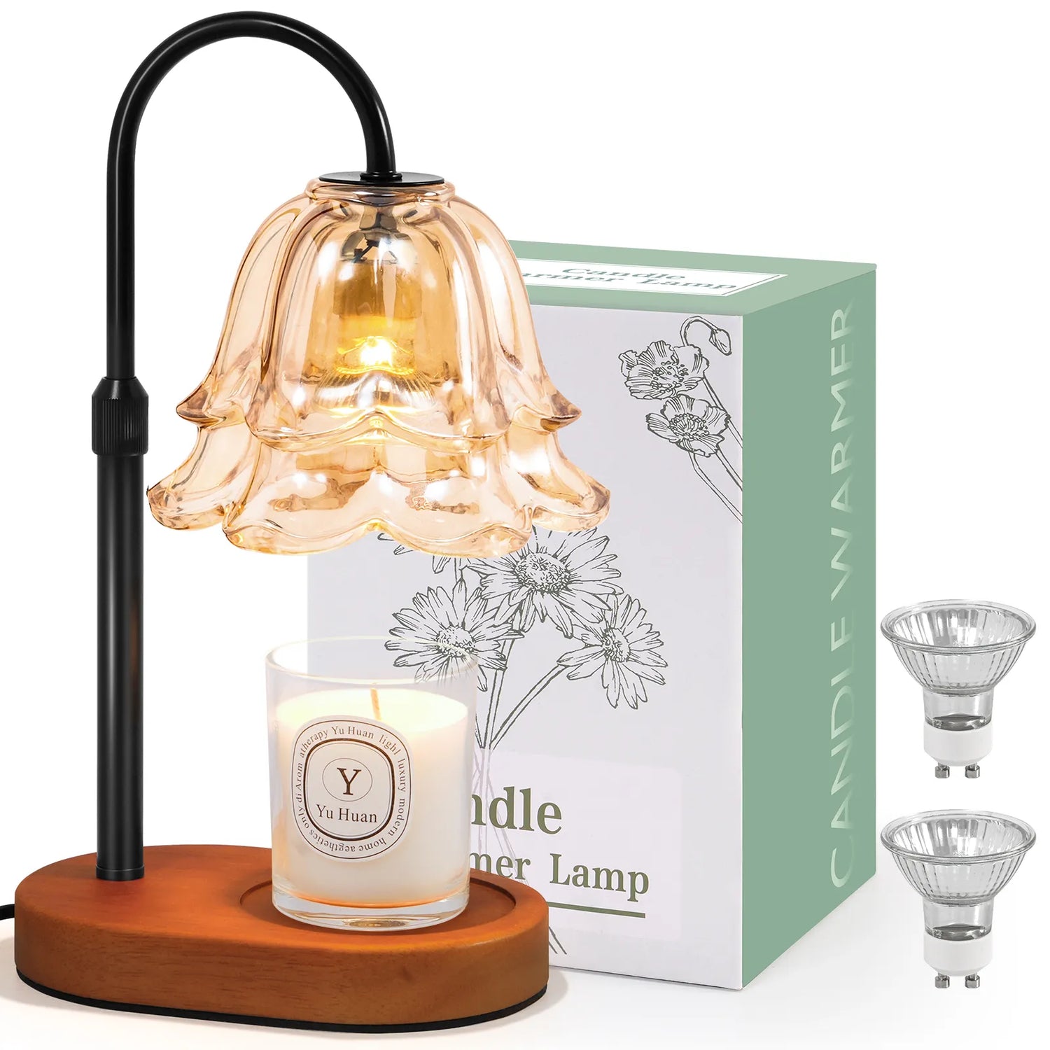 Yoobure Flower Candle Warmer Lamp with Timer and Dimmer, Electric Candle Warming Lamps, Adjustable Wax Melter Wamers Light for Jar Candles, Women Gift